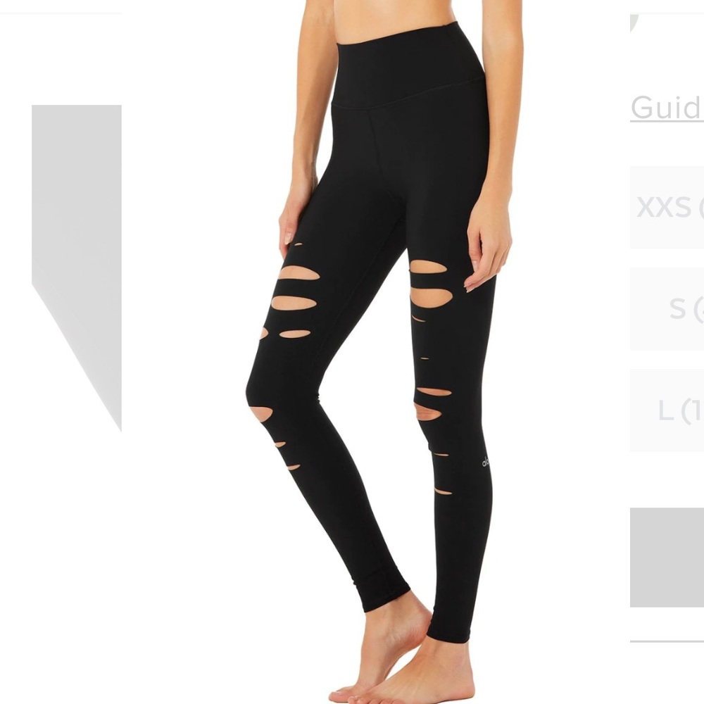 ALO Yoga High-Waist Ripped Warrior Legging size XXS perfect condition NO flaws - Picture 13 of 16